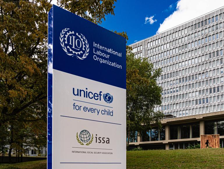 United Nations The building of the United Nations Childrens Fund UNICEF, the International Labor Organization ILO and the International Social Security Association ISSA Geneva, Switzerland