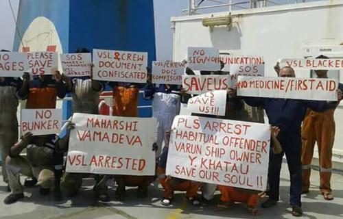 Protest by abandoned seafarers